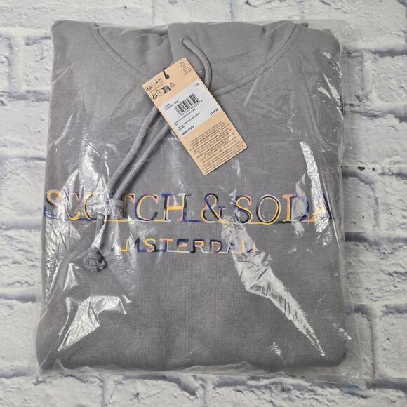 NWT Scotch & Soda Fleece Gray Men's Pullover Hoodie Graphic Spellout size Large - Picture 15 of 16